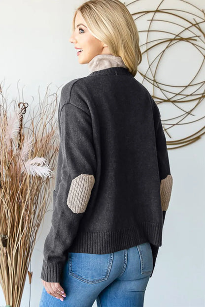Heimish Full Size Long Sleeve V Neck Button Down Cardigan - Fashorio