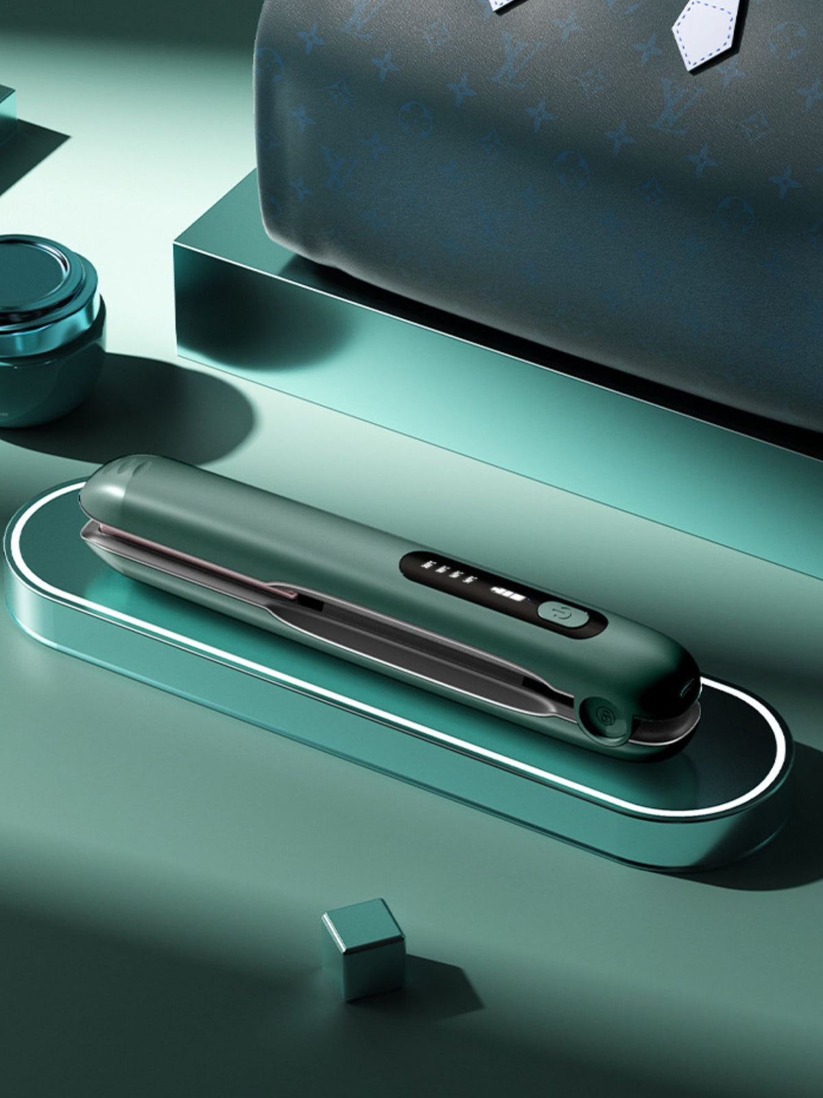 Cordless straightener power button detail