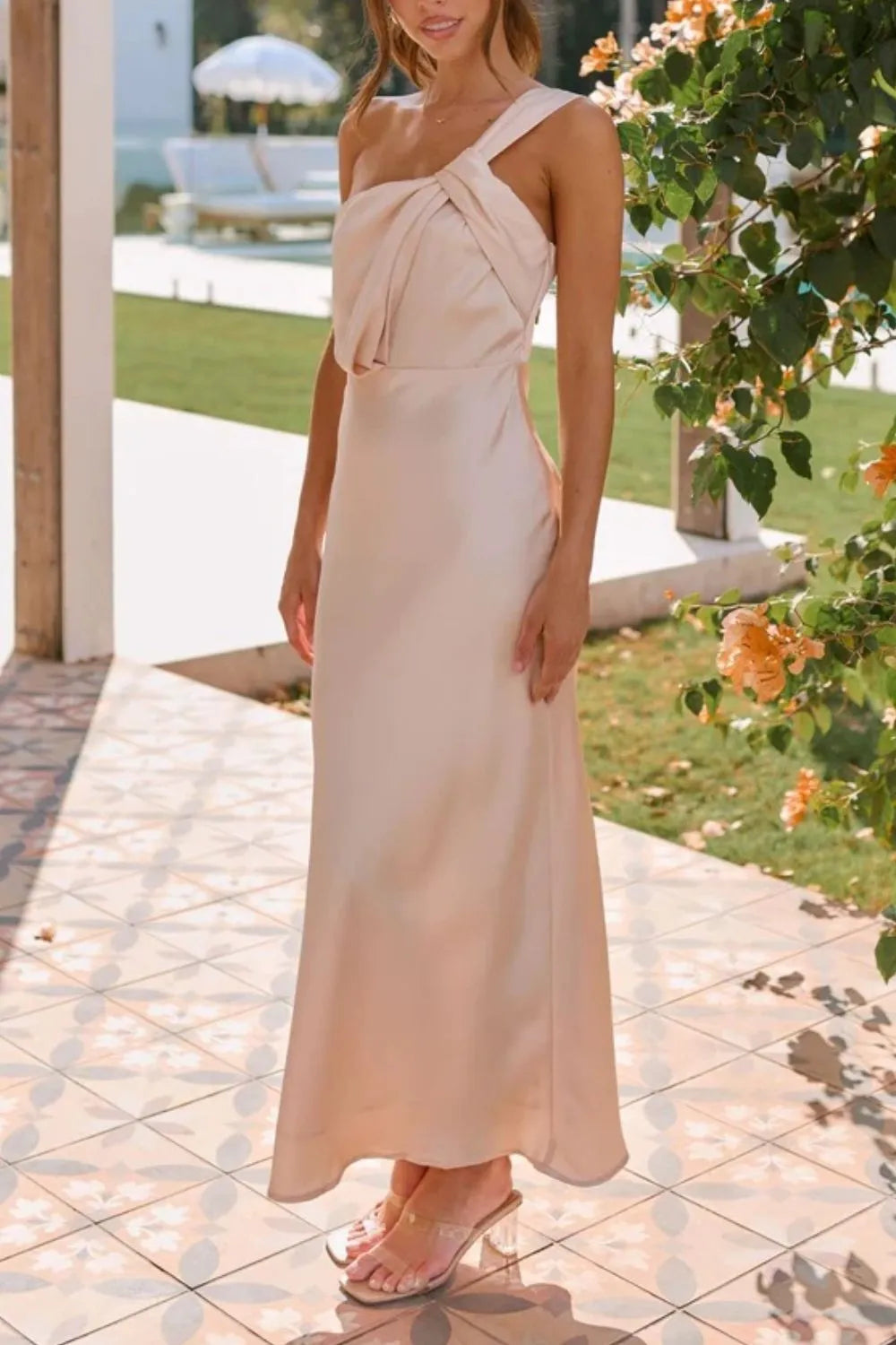 Eggshell maxi dress back view