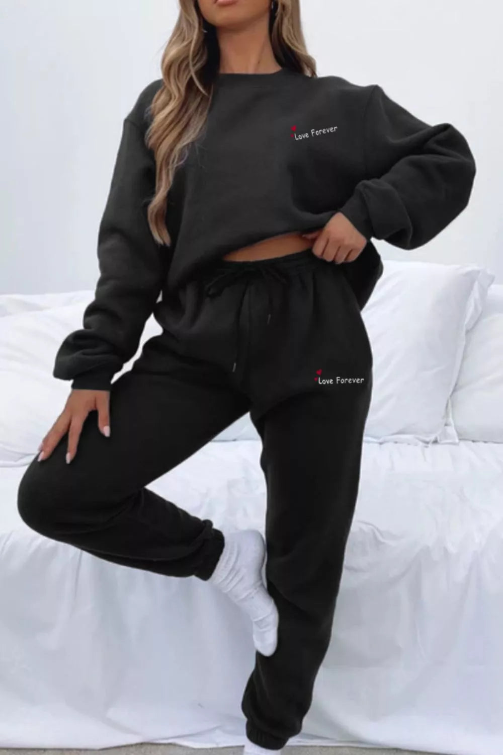 Round Neck Sweatshirt and Joggers Set, view 6