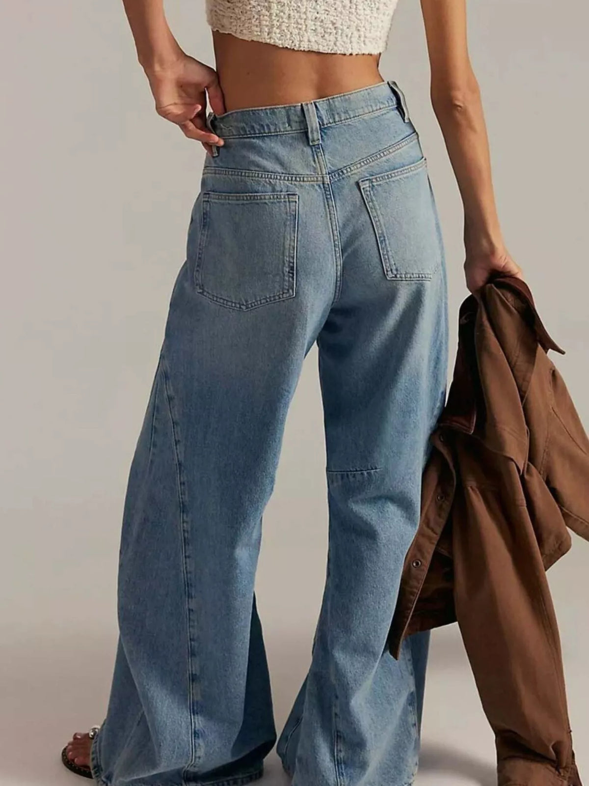 High rise wide leg jeans back view