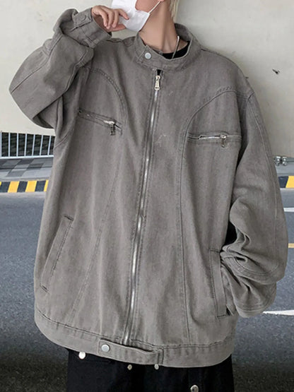 Men's Plus Size Zip Up Oversized Denim Jacket - Fashorio