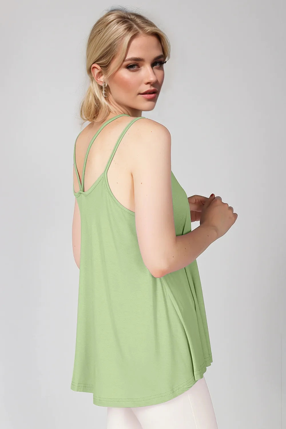 Bamboo Scoop Neck Spaghetti Strap Cami Top, view 23