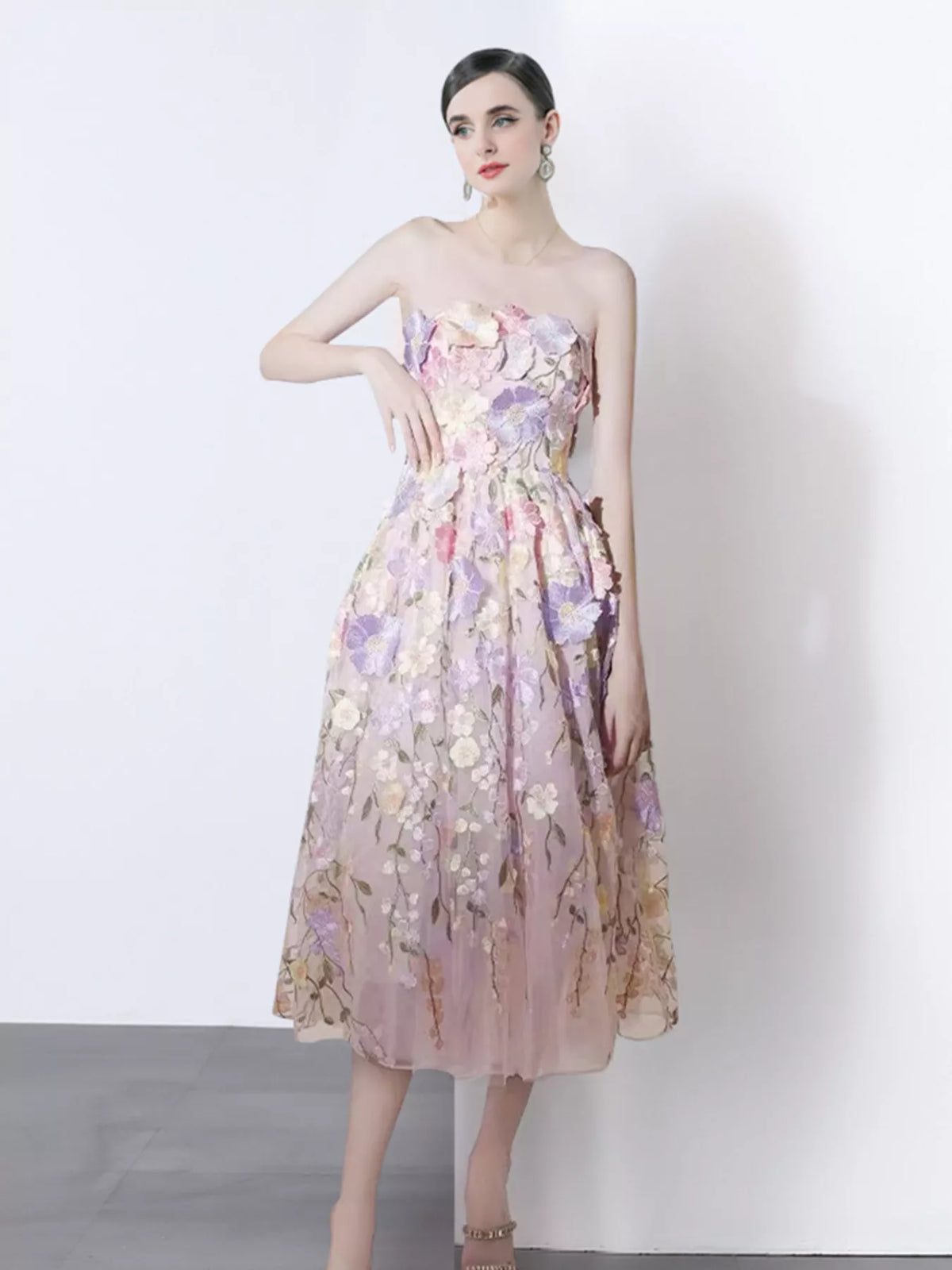 Floral applique dress color option view
