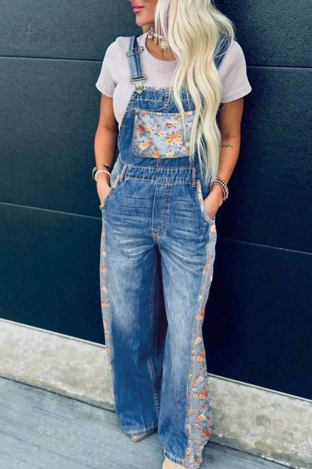 Rose print overall side profile