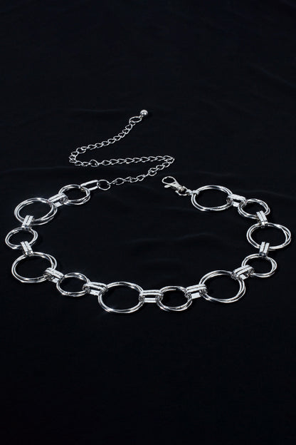Alloy Chain Circle Shape Belt Silver One Size - Fashorio