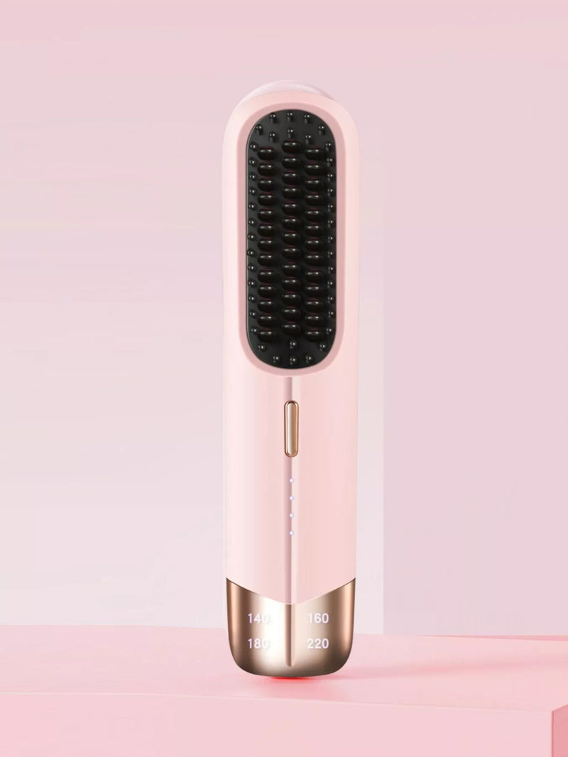 Ionic straightener brush in blush pink