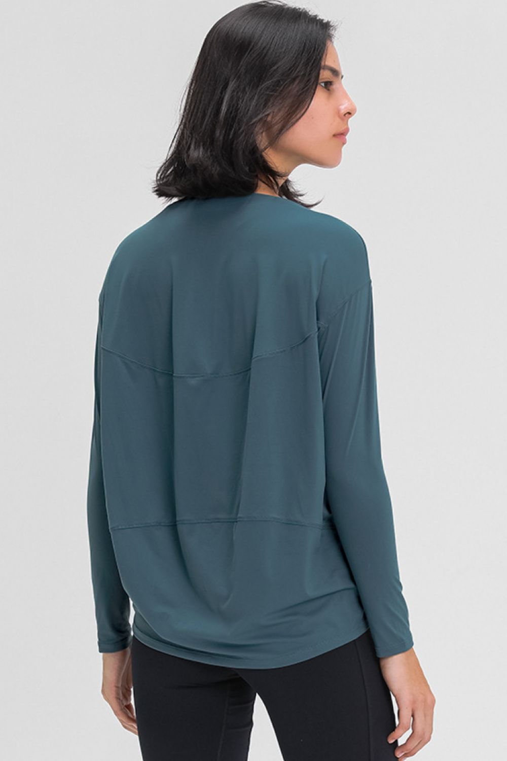 Loose fit active pullover top full length view