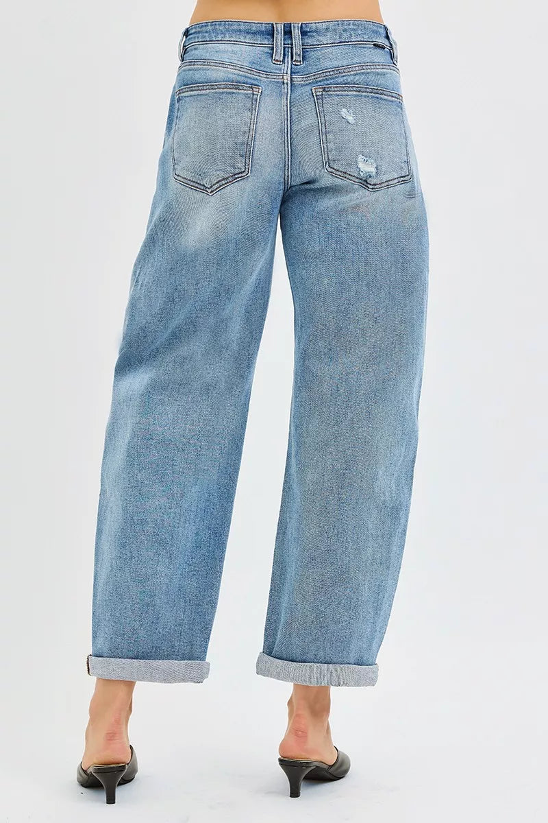RISEN ankle length barrel denim full length