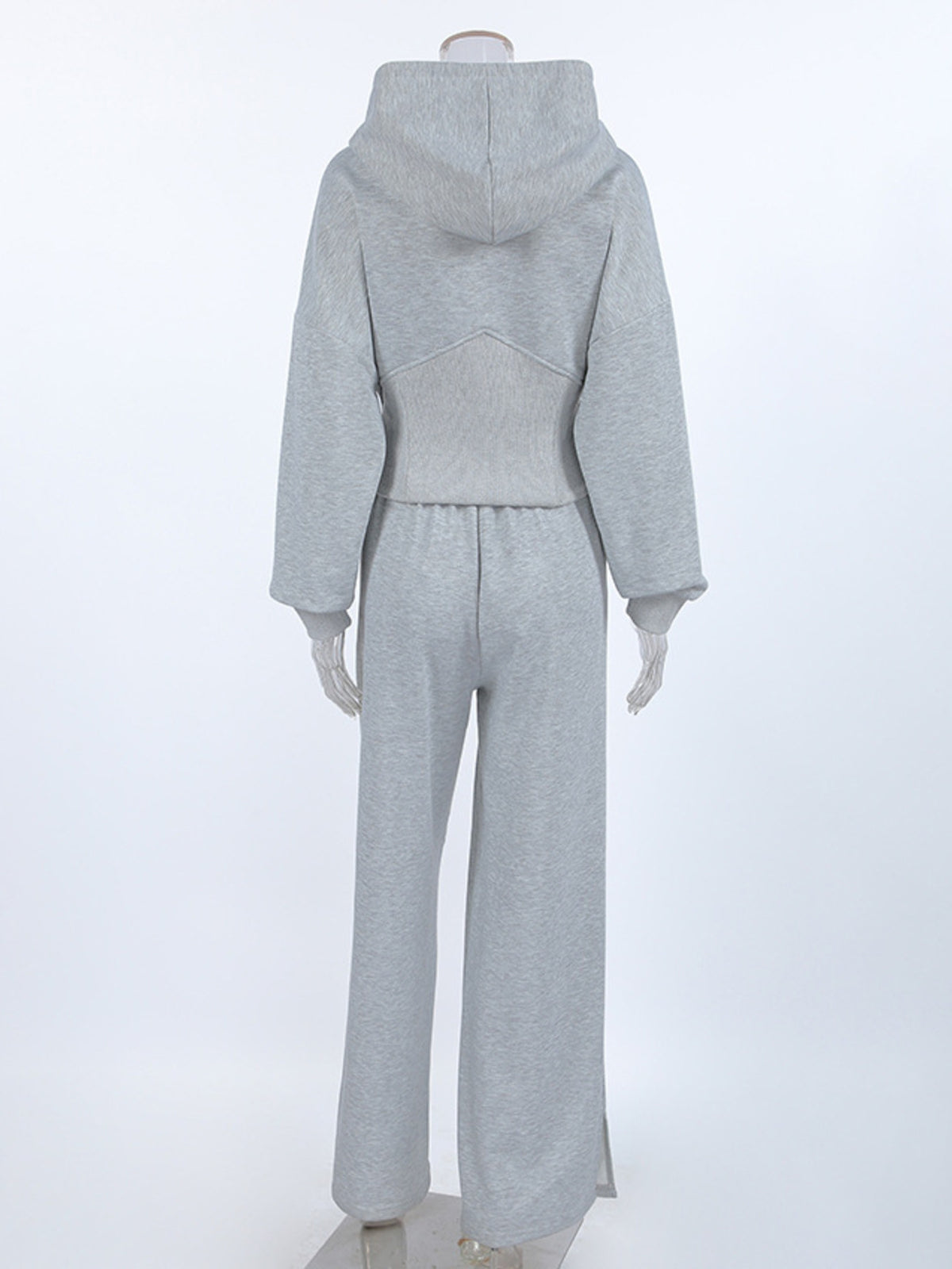 Zip Up Hoodie and Wide Leg Pants Set, view 6