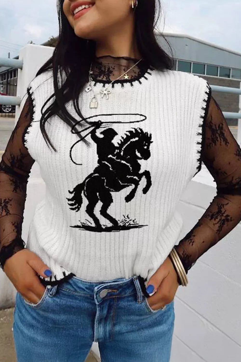 Rodeo cowboy western sweater vest front view