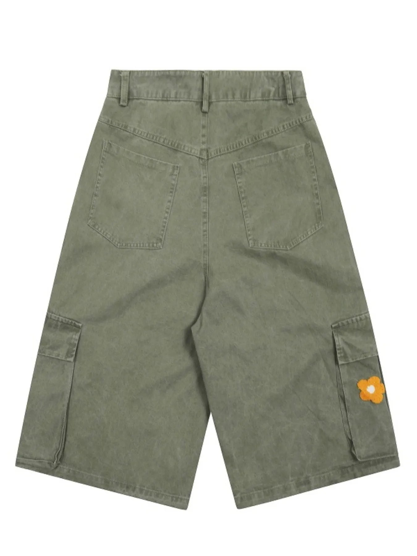 Men's Flower Embroidered Denim Cargo Shorts - Fashorio
