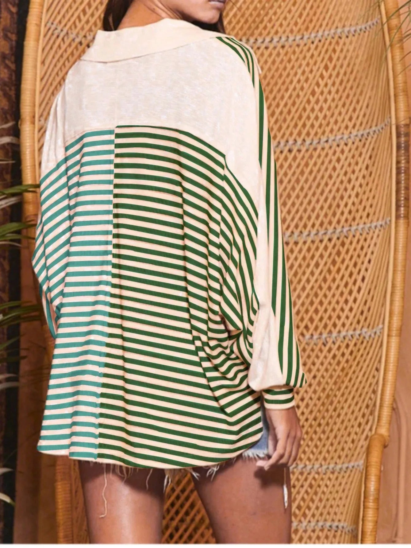 Striped Button Front Casual Top - Fashorio