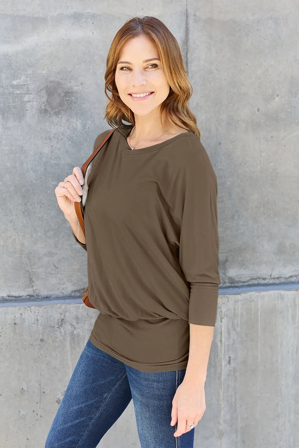 Basic Bae Basic Bae Full Size Round Neck Batwing Sleeve Top
