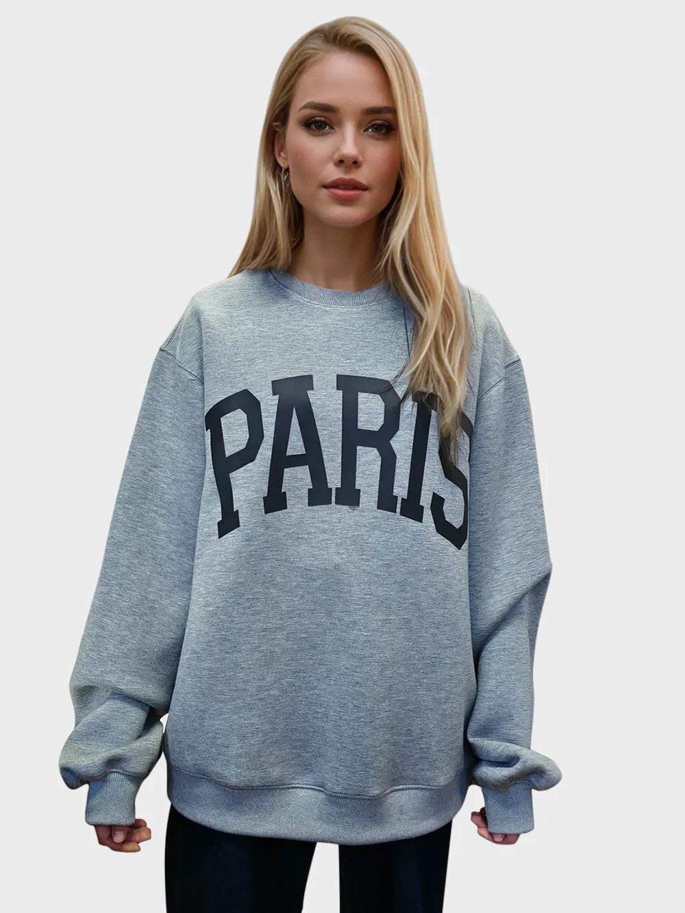 Basic Bae Basic Bae PARIS Round Neck Long Sleeve Air Scuba Sweatshirt