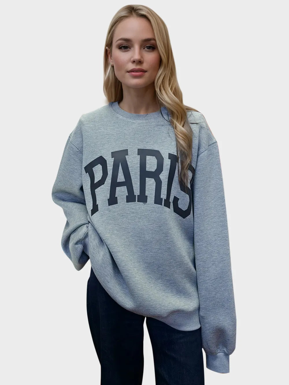 Basic Bae Basic Bae PARIS Round Neck Long Sleeve Air Scuba Sweatshirt