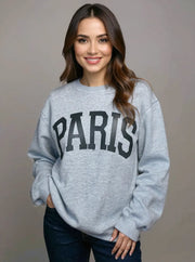 Basic Bae Gray / S Basic Bae PARIS Round Neck Long Sleeve Air Scuba Sweatshirt