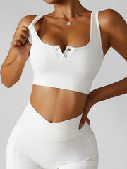 Basic Bae White / S Basic Bae Ribbed Square Neck Cropped Active Tank