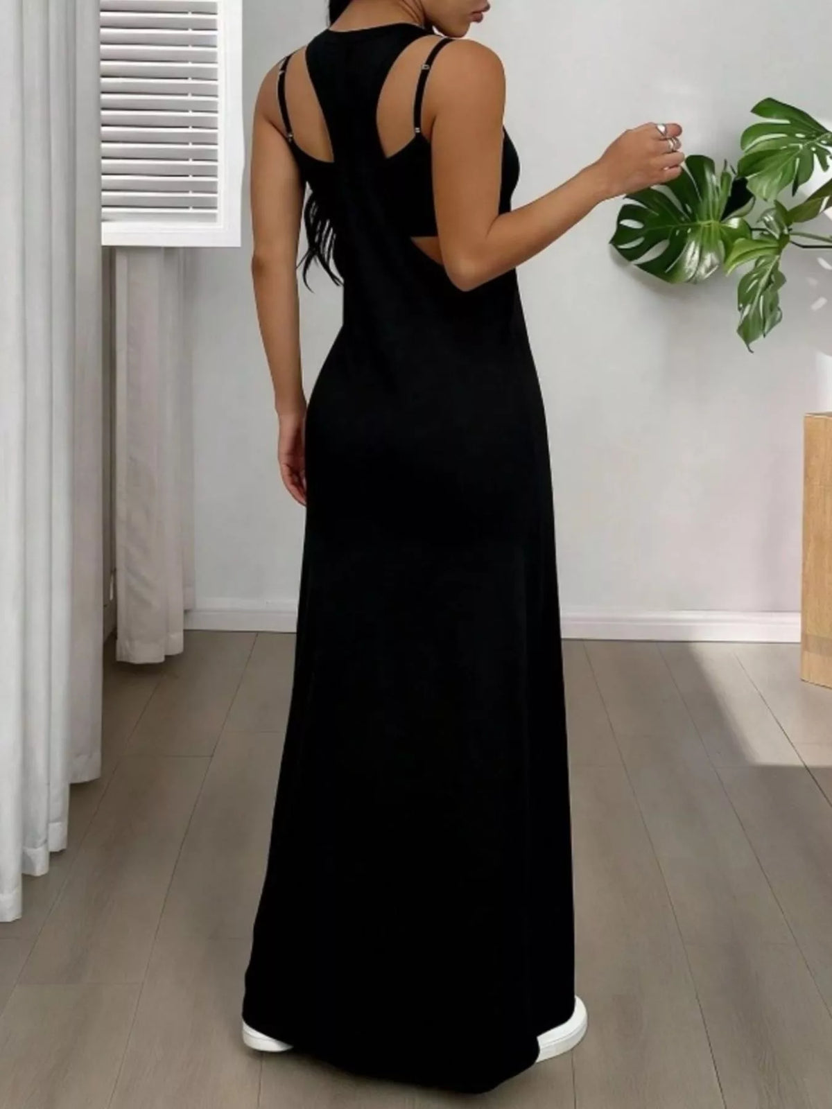 Scoop Neck Cami and Maxi Dress Two Piece Set, view 10