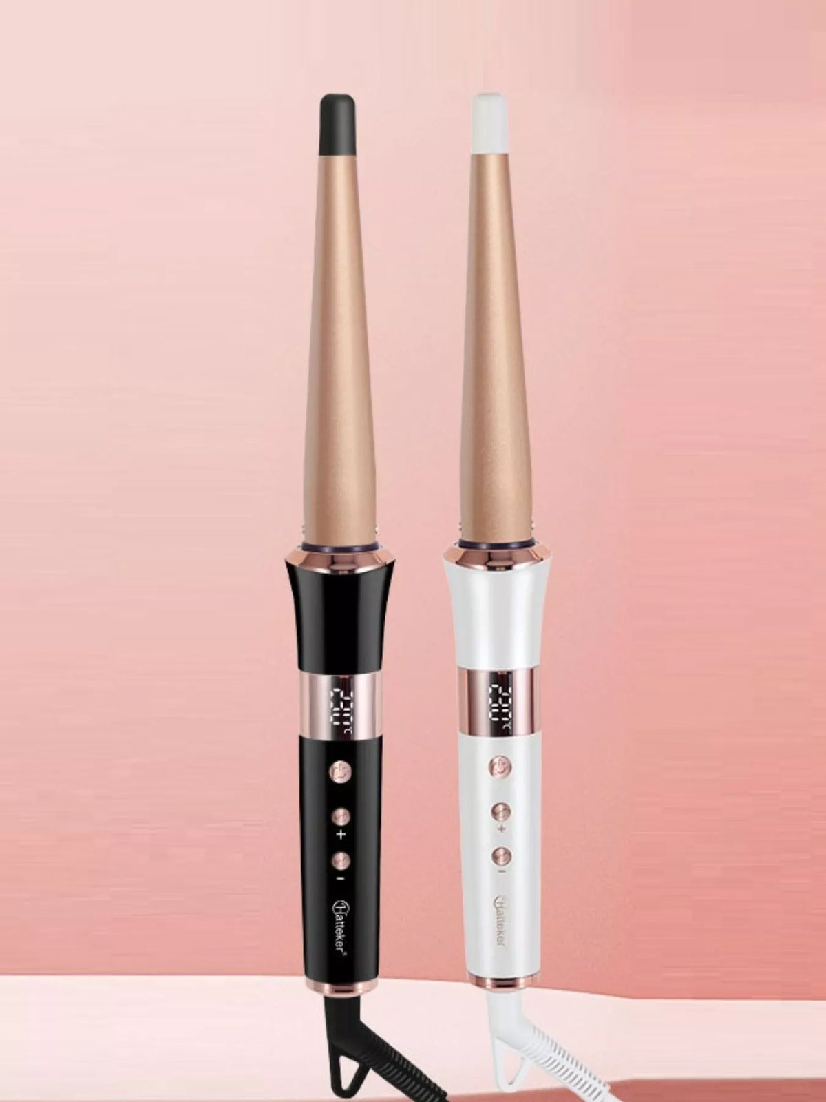 Fast heating curling iron front view