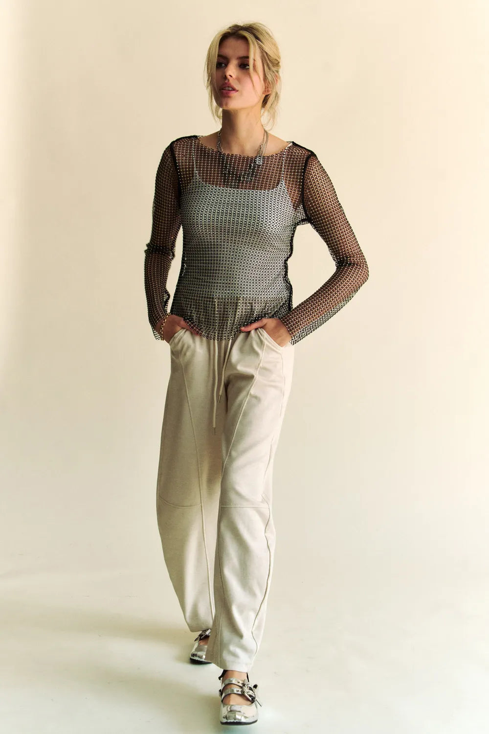 Rhinestone top styled for evening