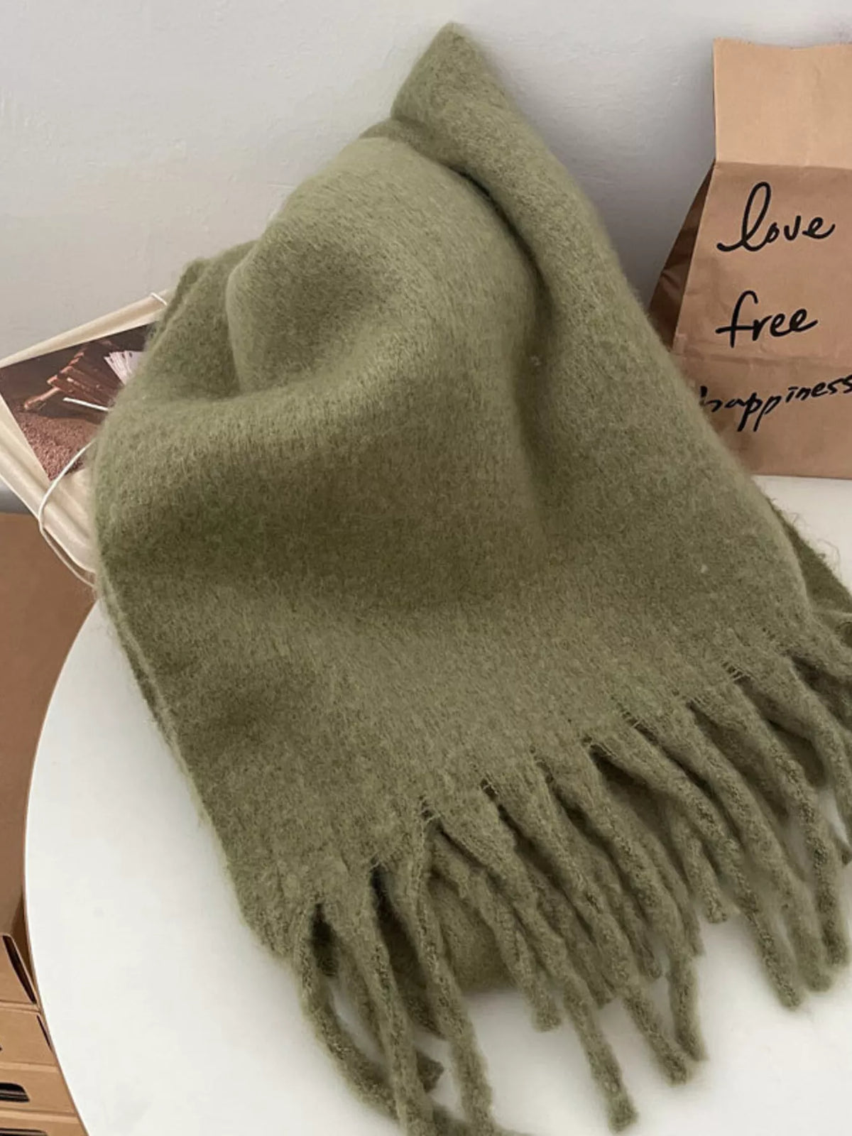 Solid Color Fringe Scarf, view 11