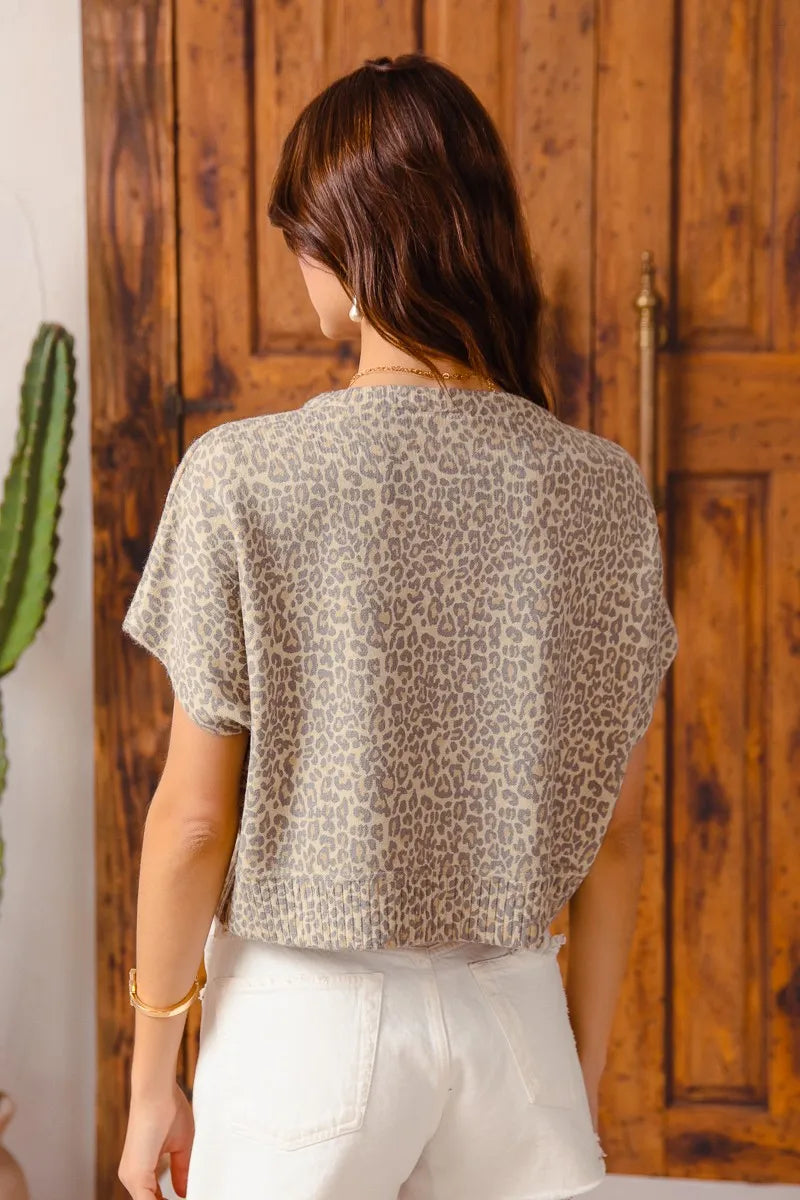 SO ME Leopard Print Button Front Sweater Cardigan - Fashorio
