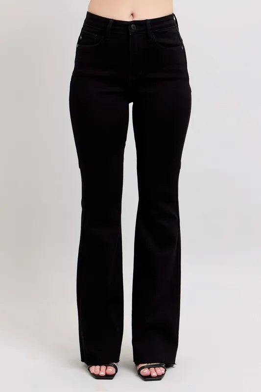 Judy Blue Full Size High Waist Star Seam Detail Flare Plus Size BK - Fashorio