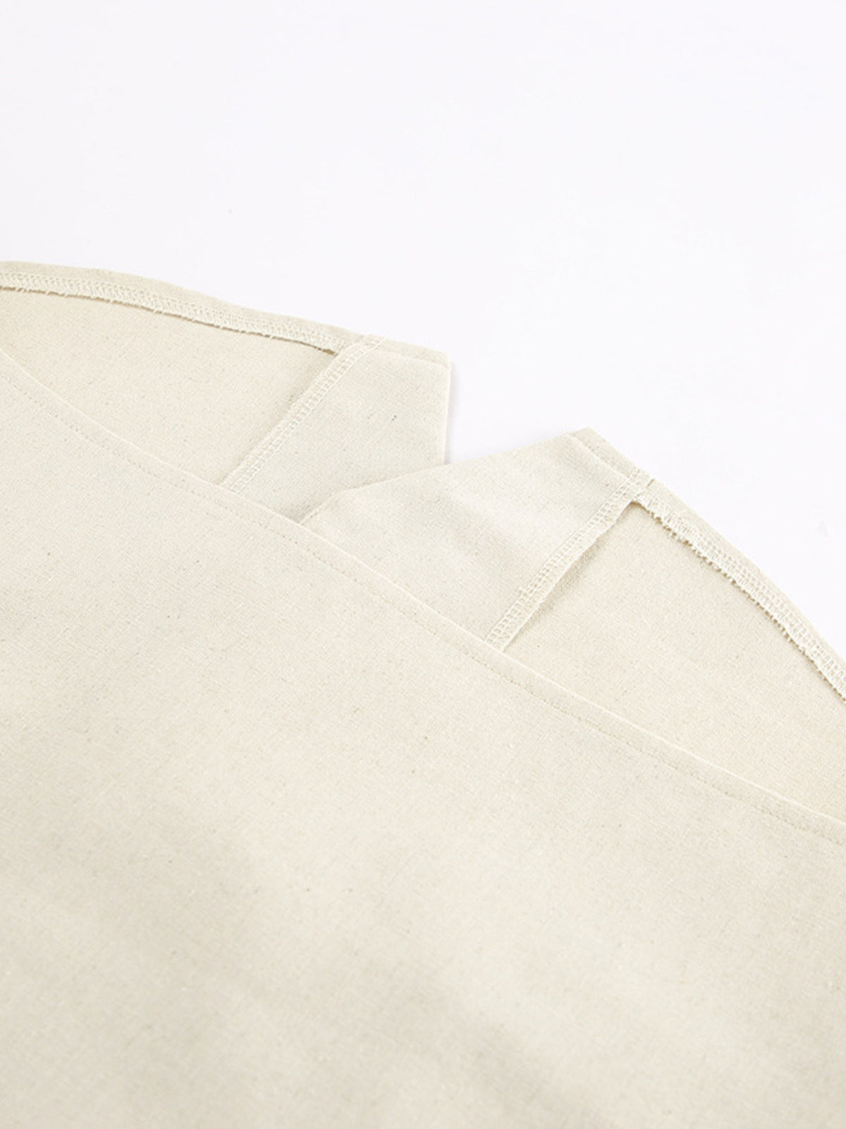 Cotton hemp vest and shorts set fabric detail