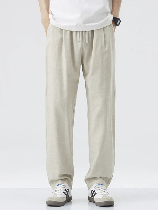 Men's Relaxed Fit Drawstring Casual Pants Apricot - Fashorio