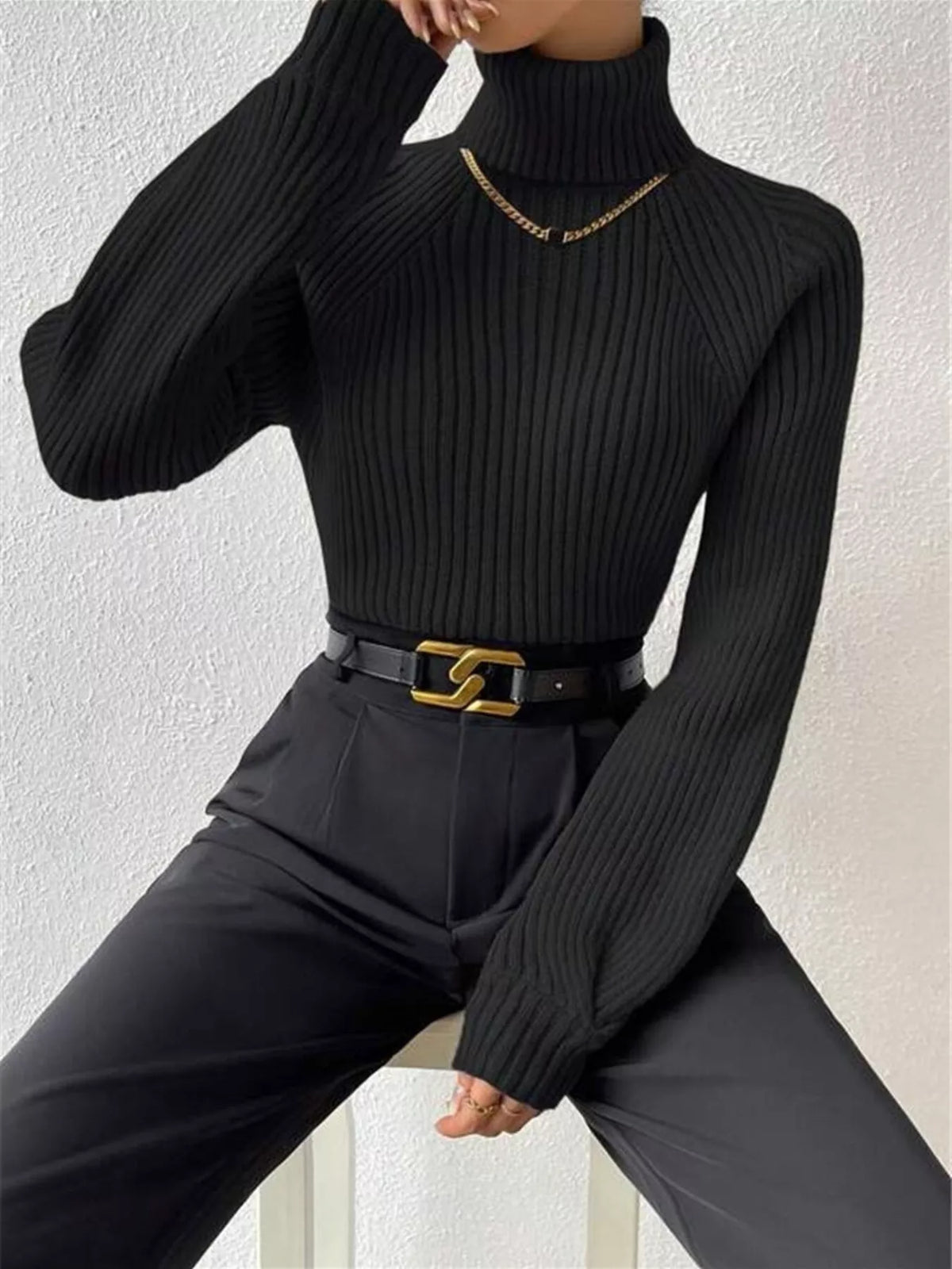 Turtleneck pullover close up texture