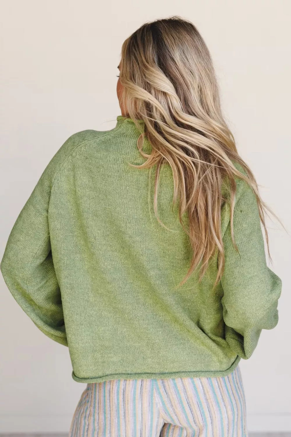 Sage round neck sweater back view
