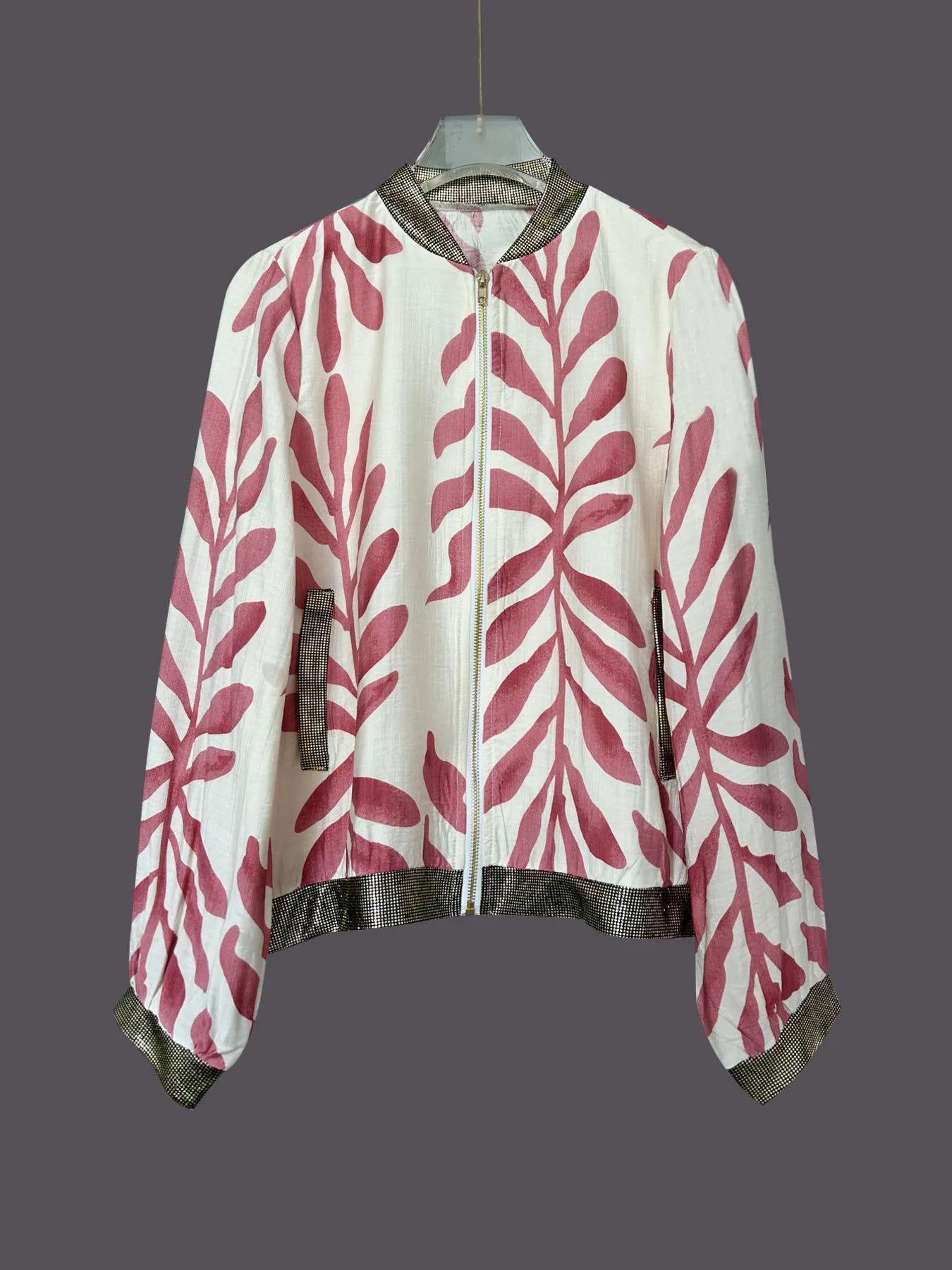 Printed Zip Up Long Sleeve Jacket - Fashorio