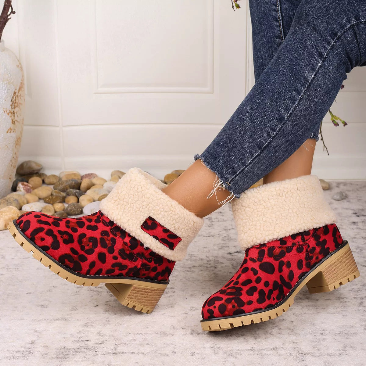 Leopard boots back view