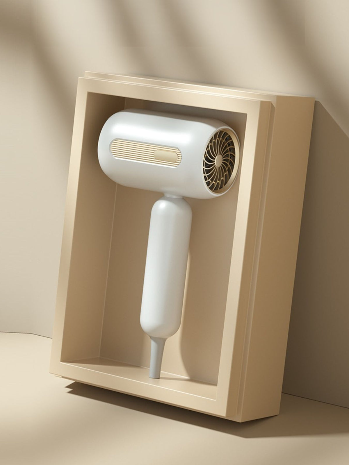 Hair dryer shown folded for travel