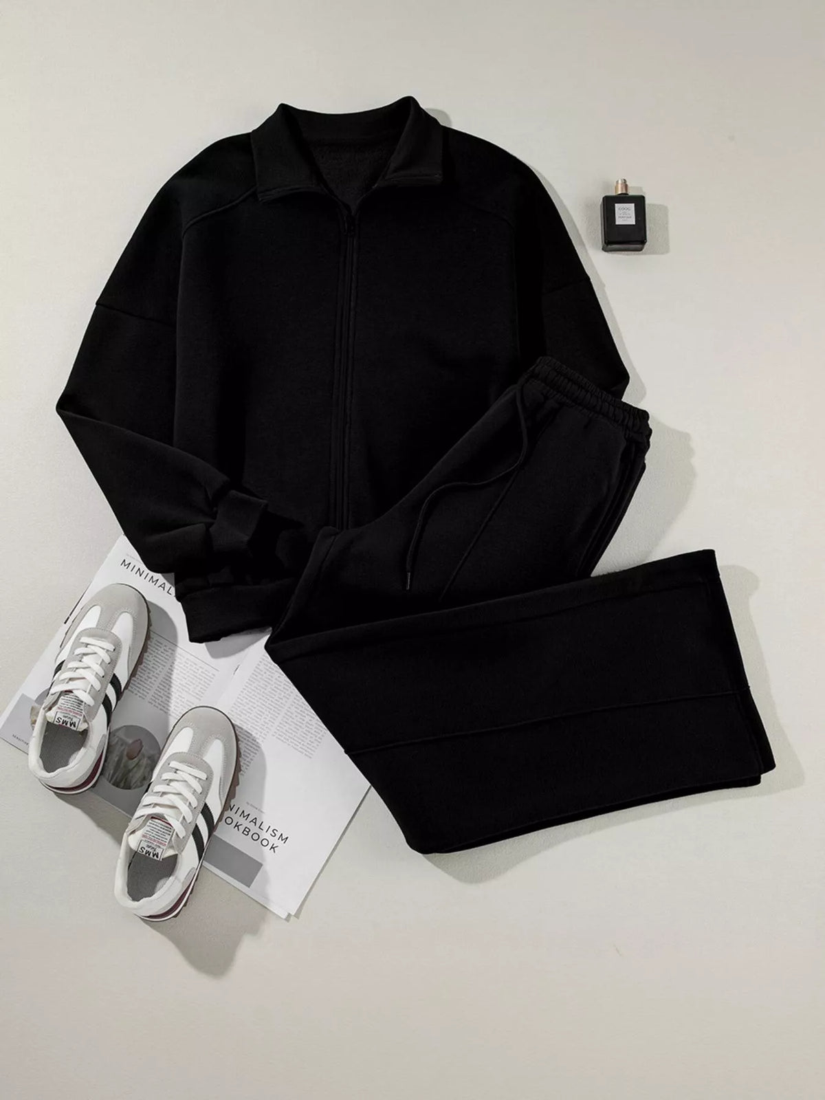Drop Shoulder Zip Up Jacket and Drawstring Pants Active 2pcs Set view 17