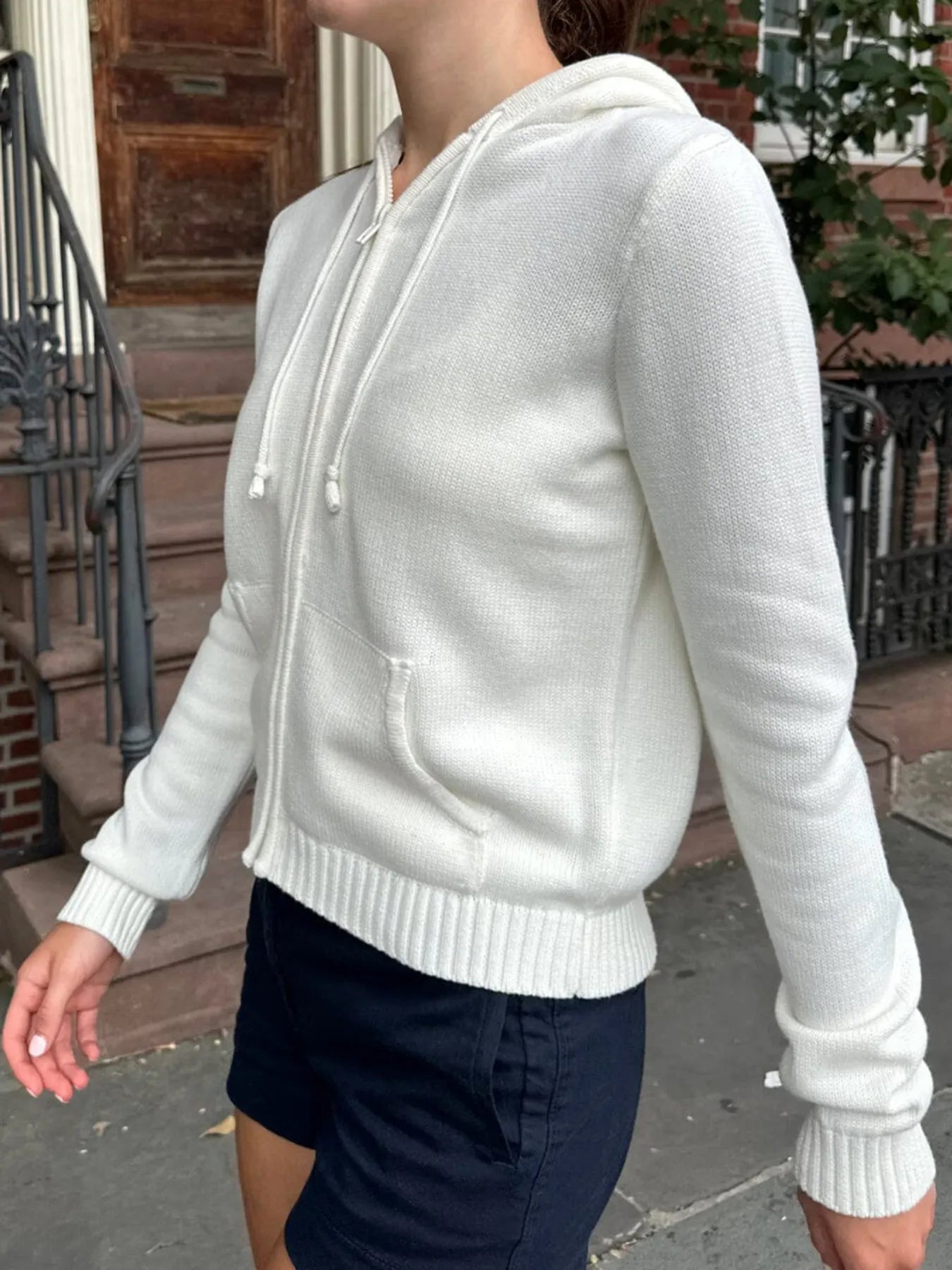 Drawstring Zip Up Long Sleeve Cardigan - Fashorio