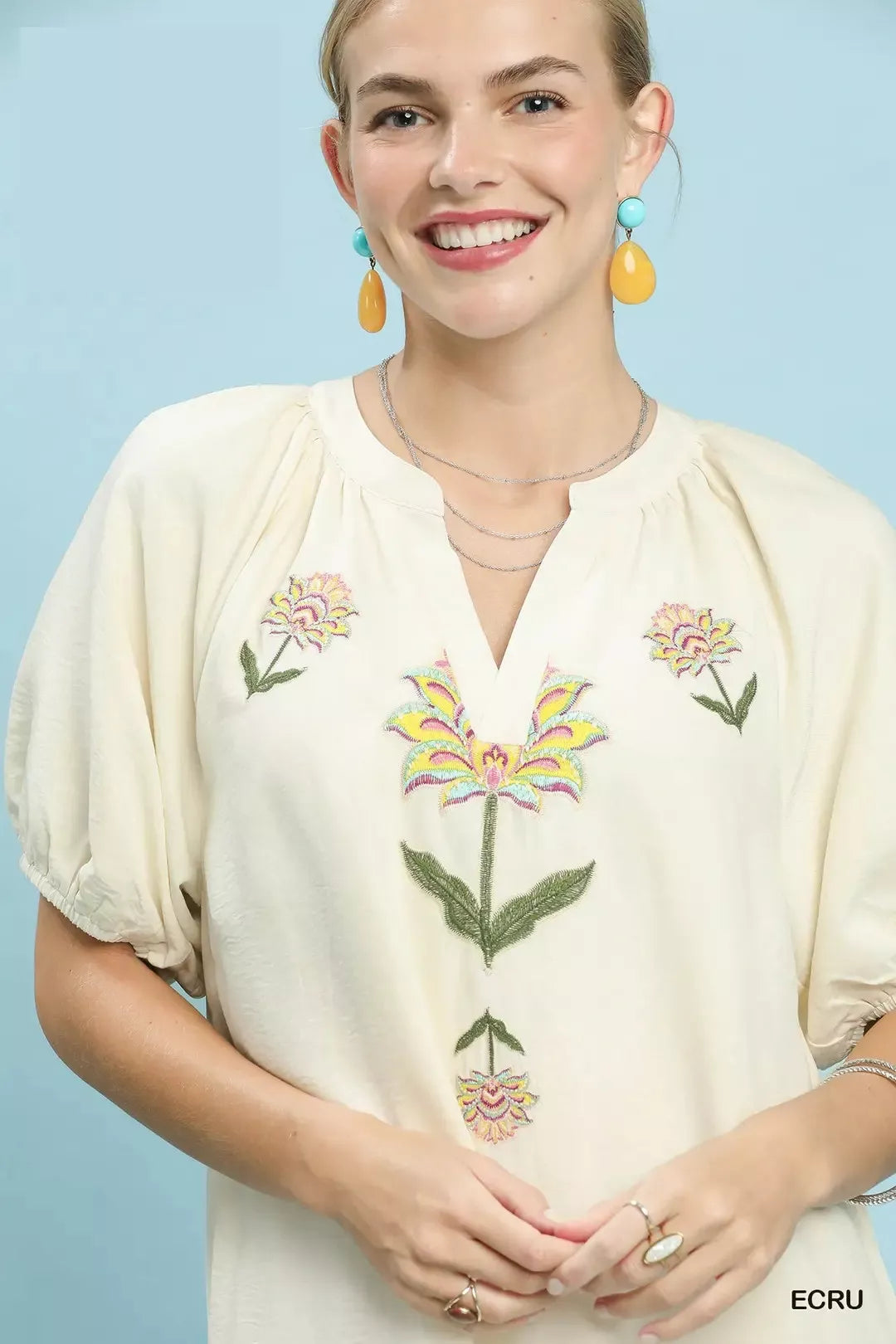 Embroidered Floral Babydoll Dress detail