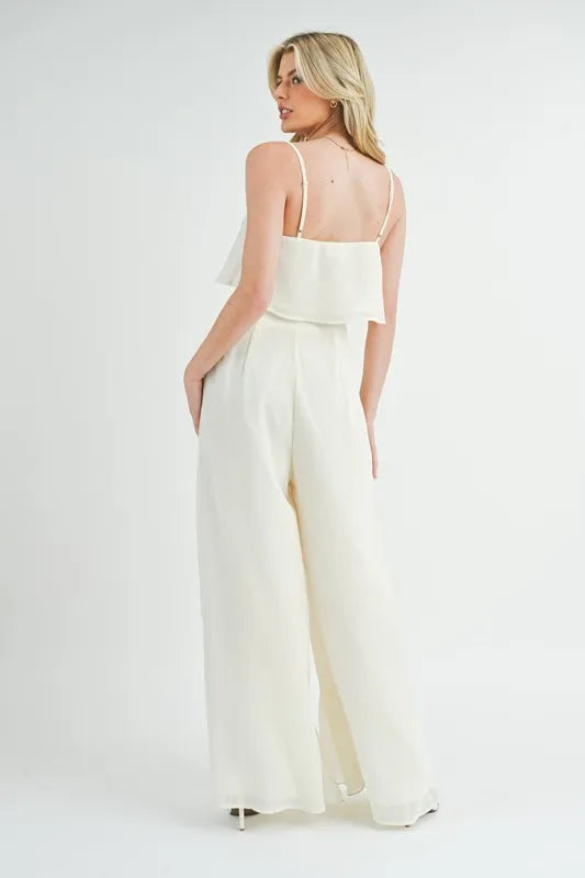 MABLE Crop Cami and Ruffled Wide Leg Pants Set - Fashorio