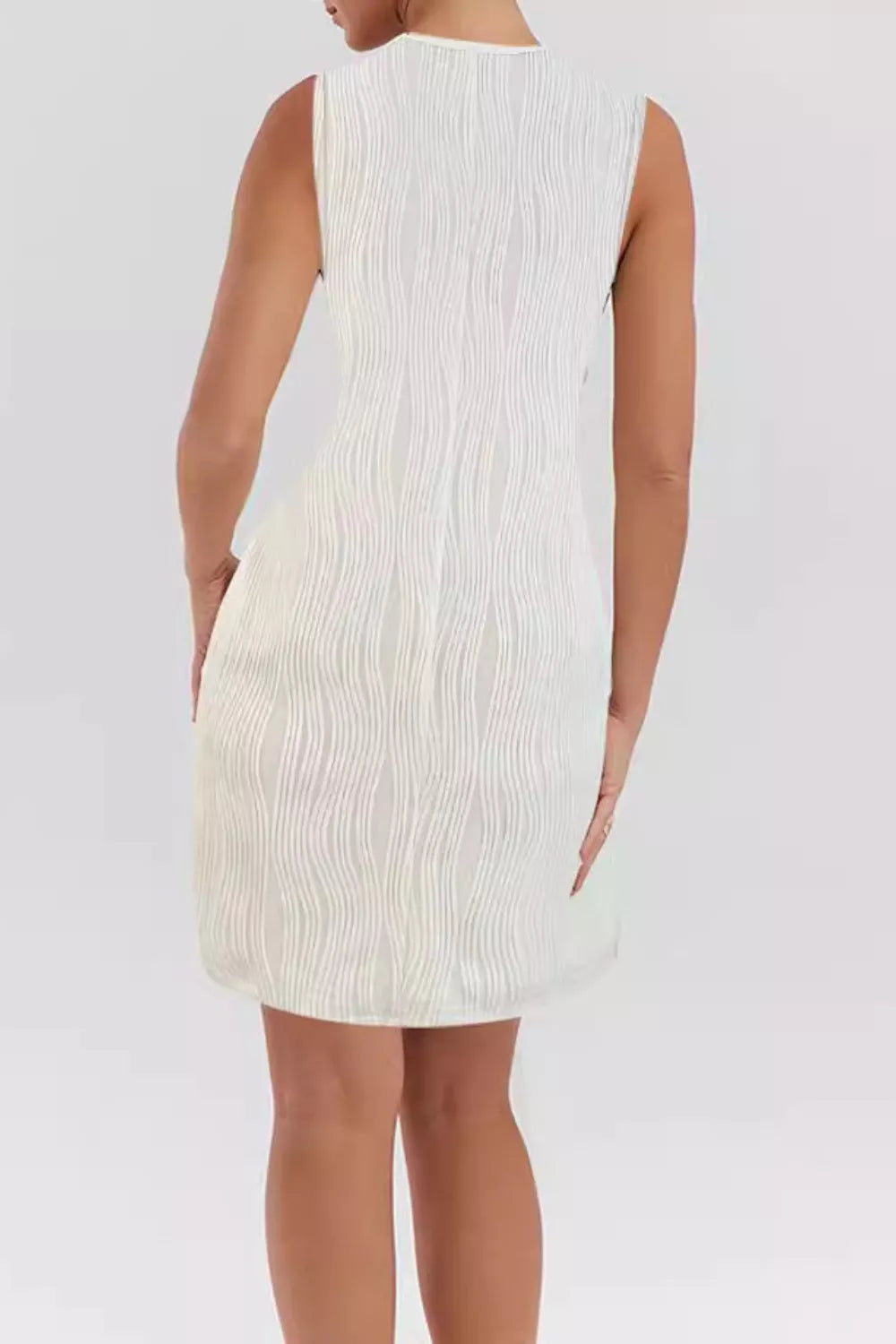White sleeveless mini dress back view