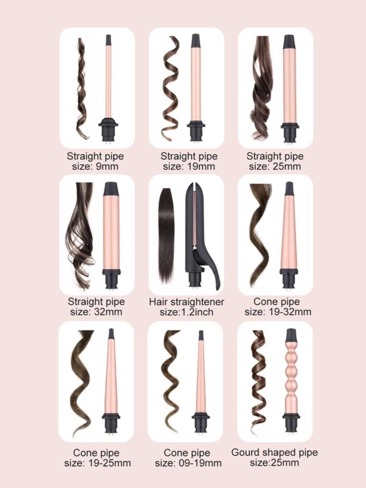 Curling iron interchangeable barrels detail