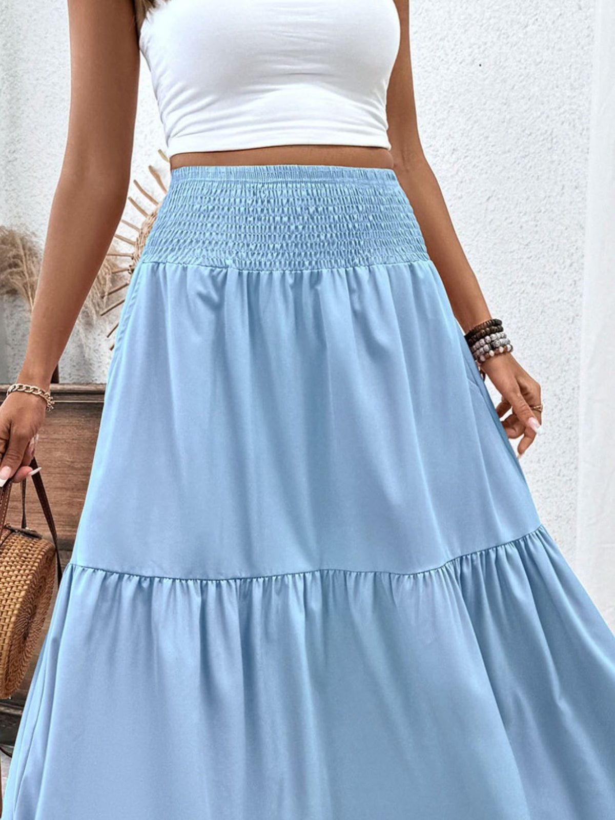 Tiered skirt shown in an alternate colorway