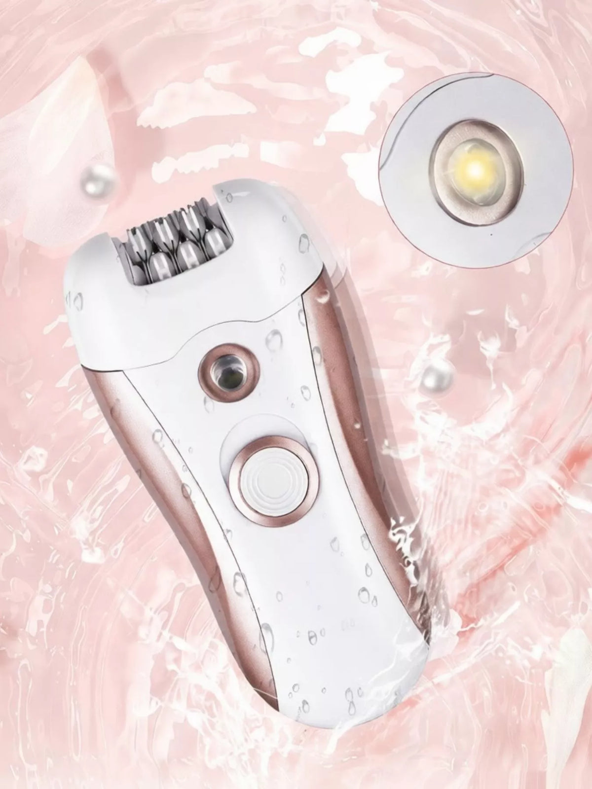 Rose gold painless epilator with LED light