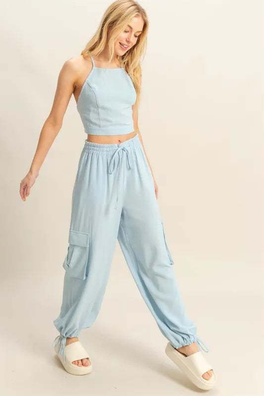 HYFVE Crop Top and Cargo Pants Set - Fashorio