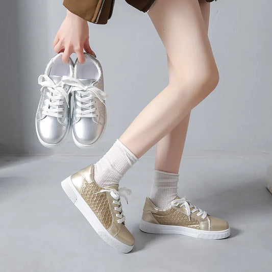 Round Toe Lace Up Sneakers - Fashorio
