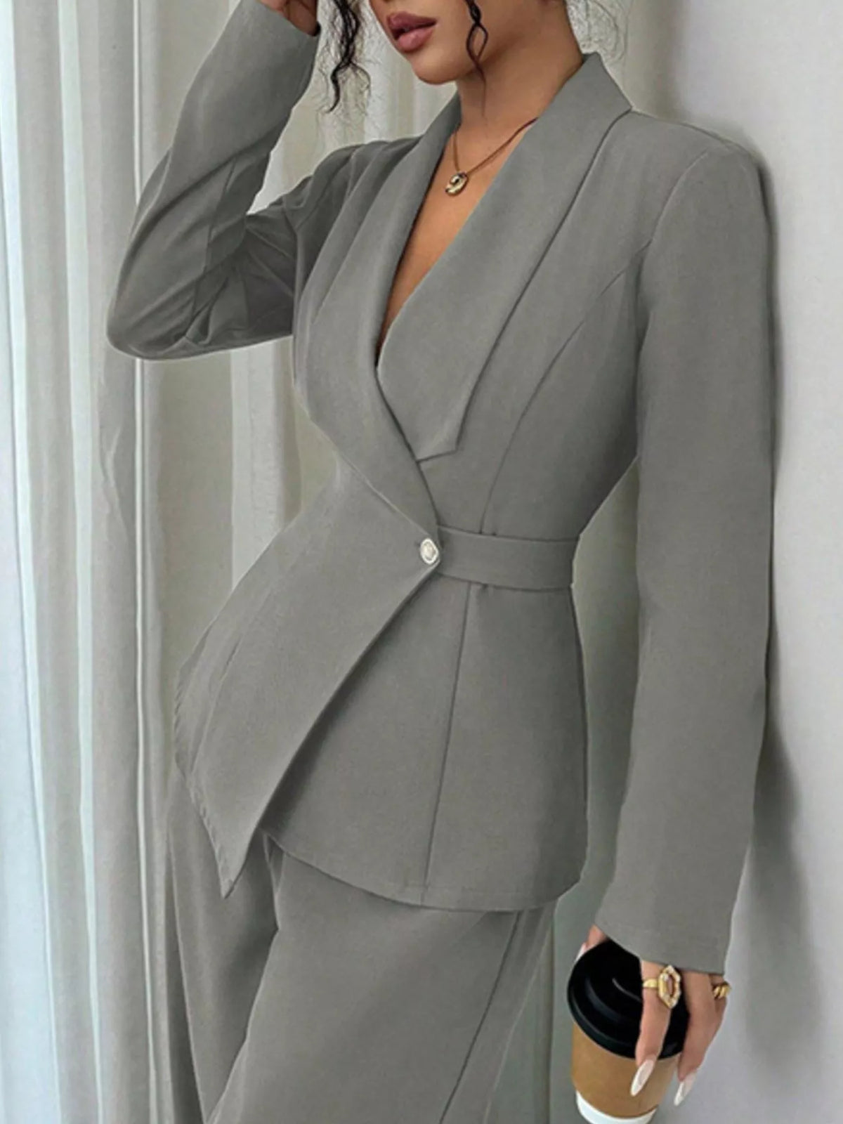 One Button Blazer and Pants Set, view 21