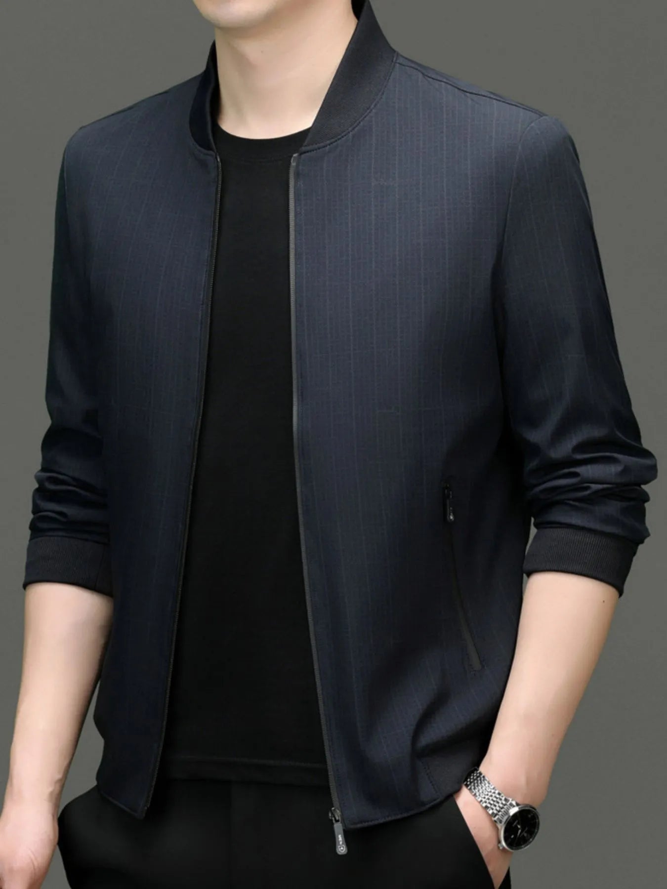 Men's Plus Size Zip Up Long Sleeve Jacket - Fashorio