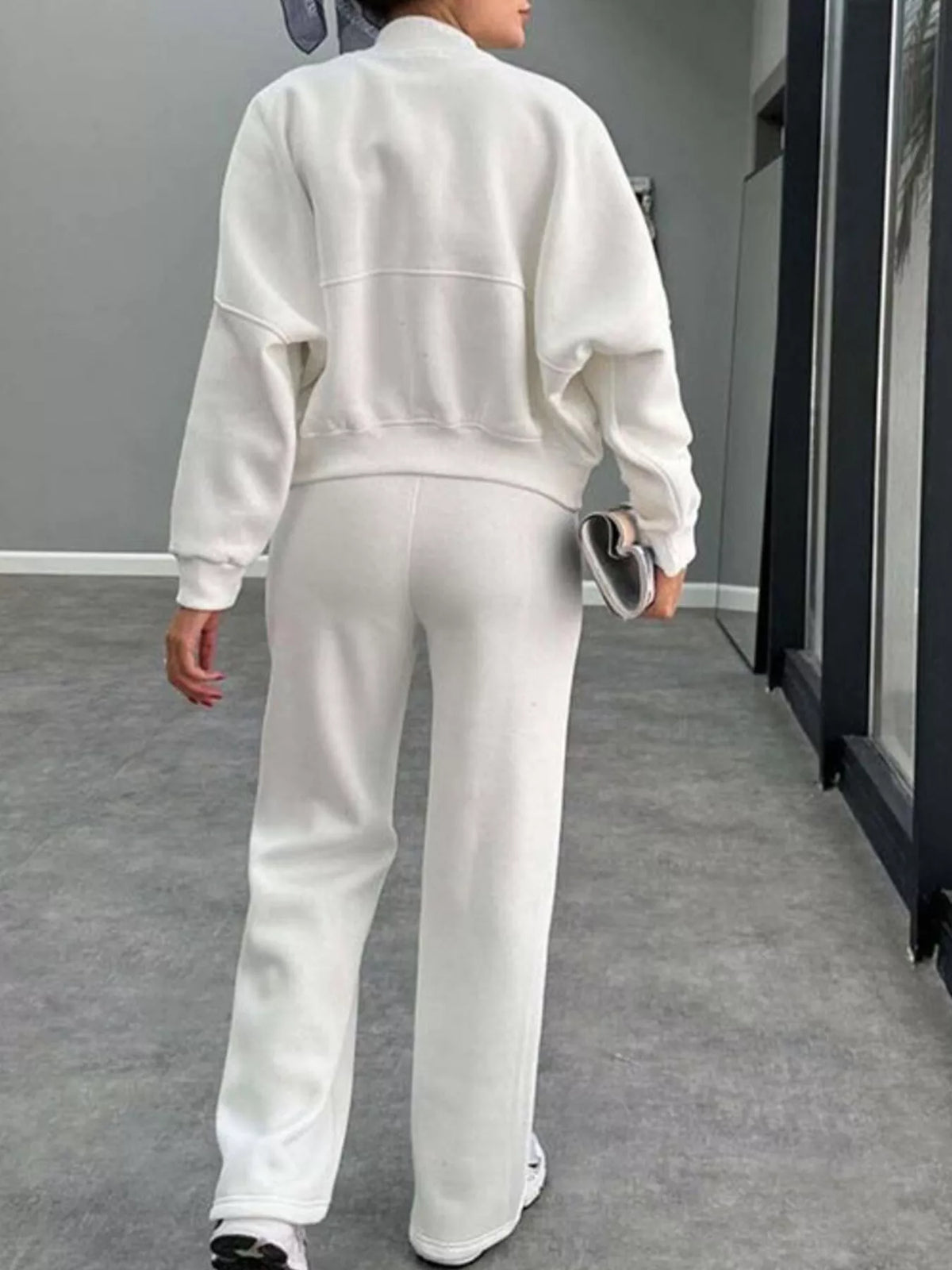 Zip Up Dropped Shoulder Jacket and Pants Set, view 28