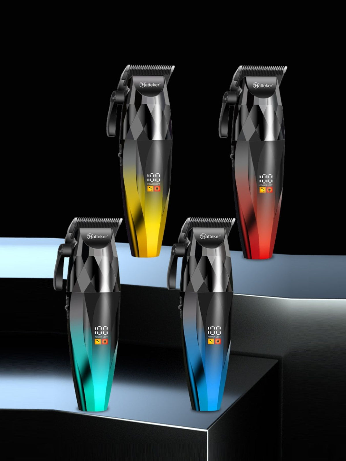 Cordless hair clipper with LED display front view