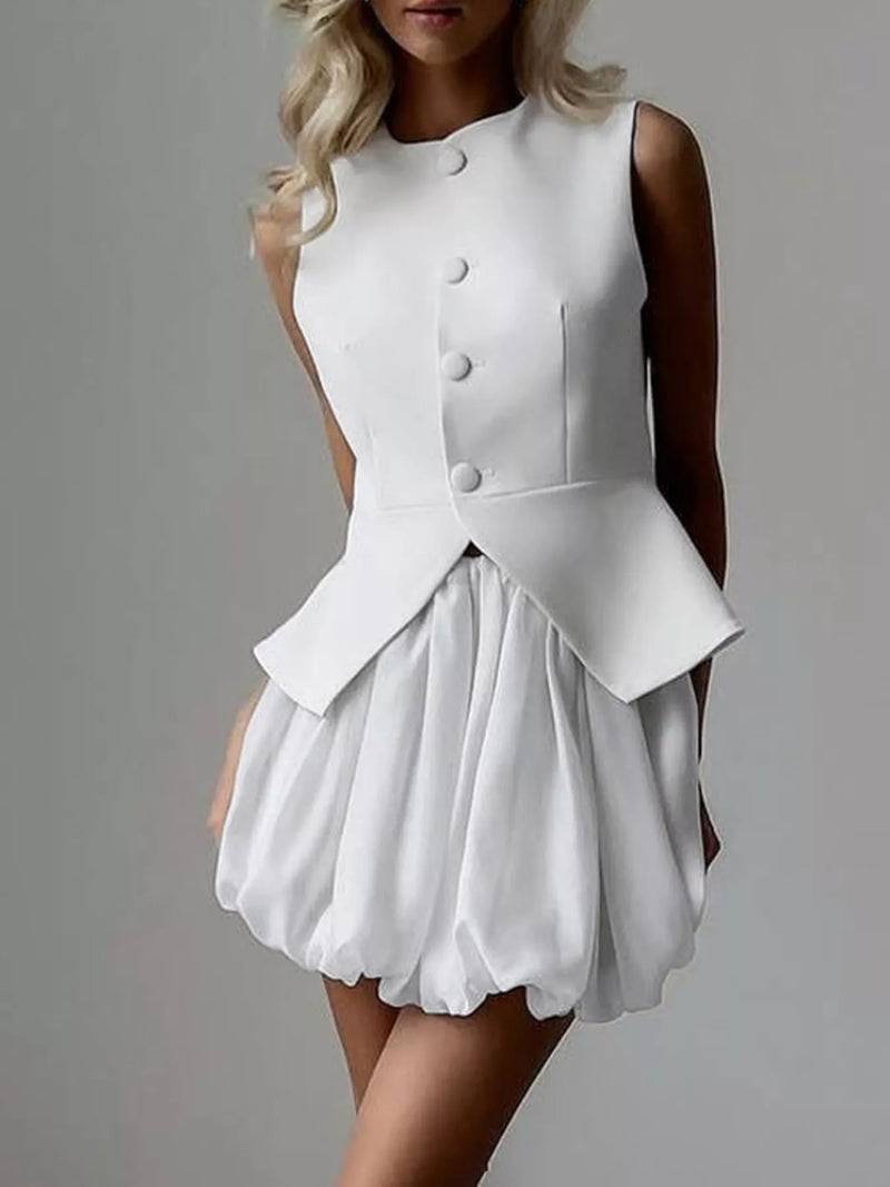 Peplum vest and bubble skirt set front view